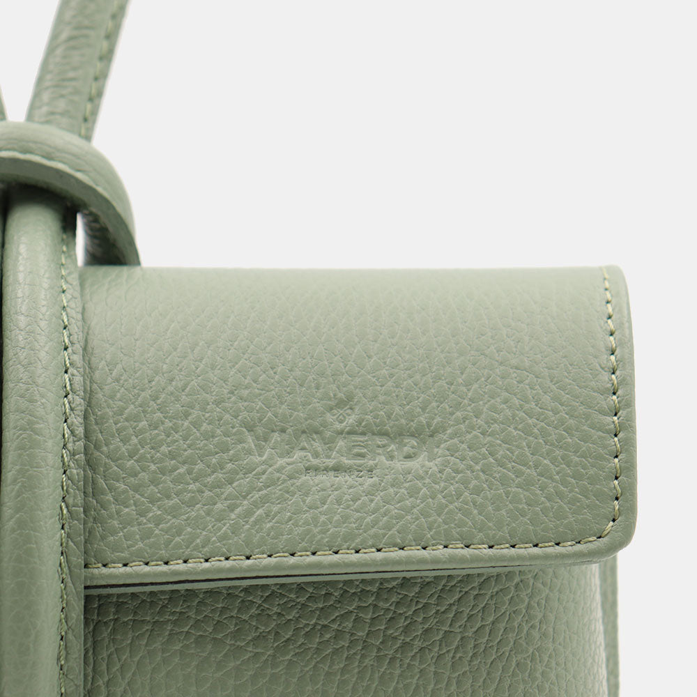 VIAVERDI Clutch Handbag with Shoulder Strap in Mint Green Leather Made in Italy – Castiglione Collection