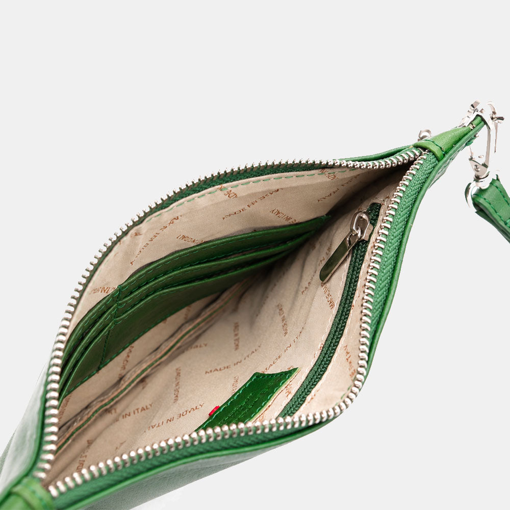 Pochette Uomo VIAVERDI Made in Italy in Pelle Verde Linea Firenze