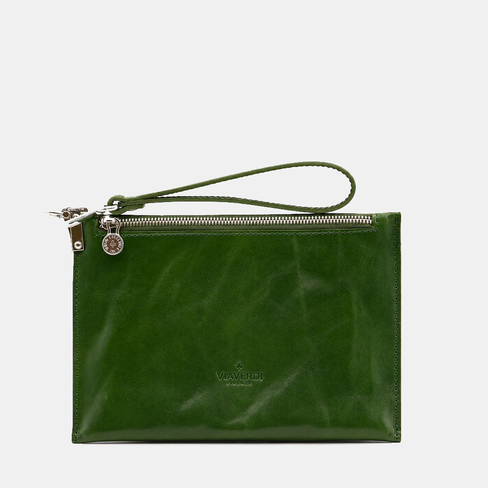 Pochette Uomo VIAVERDI Made in Italy in Pelle Verde Linea Firenze