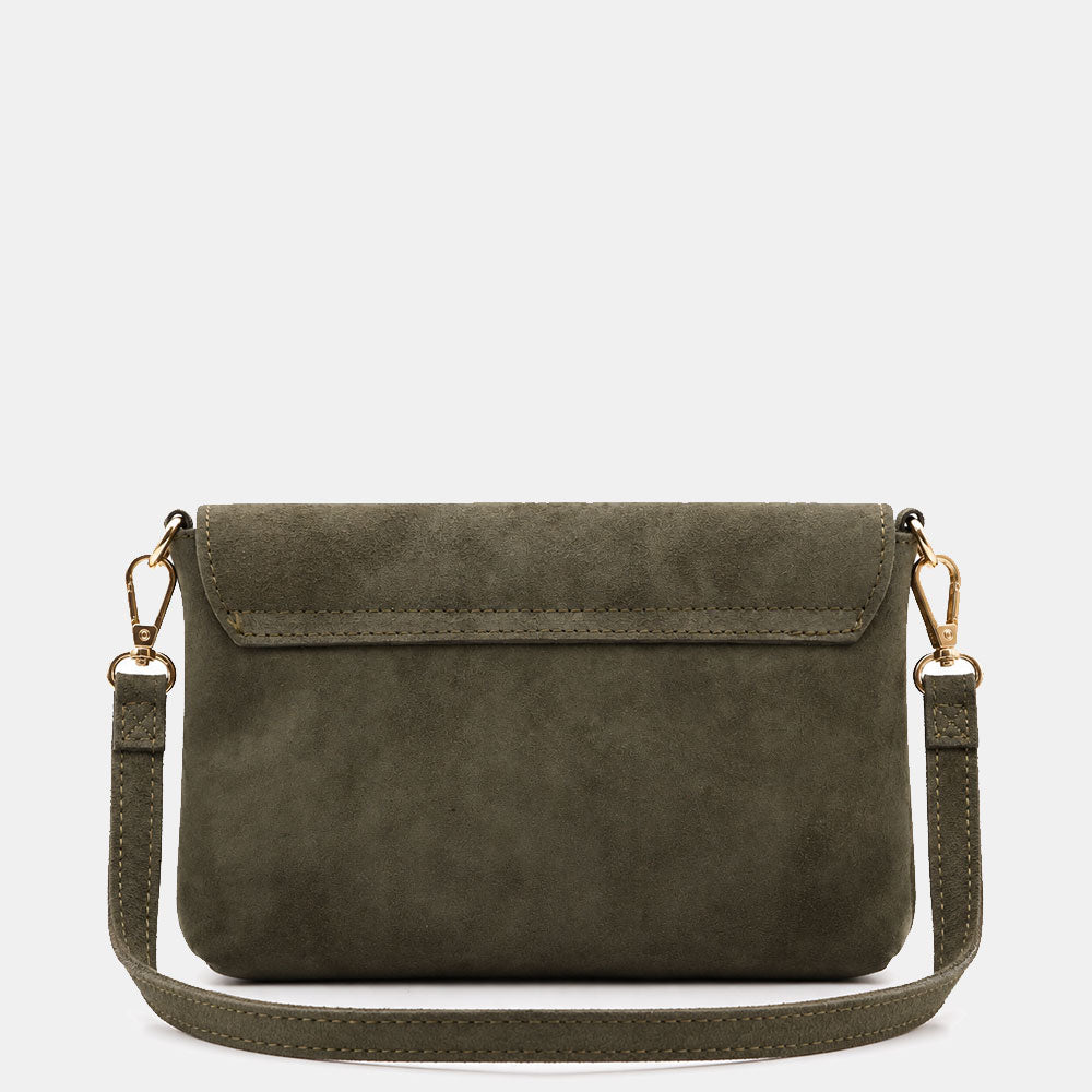 Borsa Clutch a Spalla VIAVERDI in Camoscio Verde Made in Italy linea Volterra