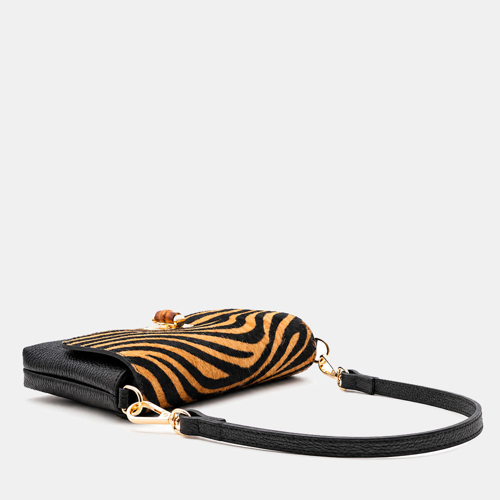 Clutch ViaVerdi aus Zebraponyfell und Weißem Leder Made in Italy – Linie Volterra