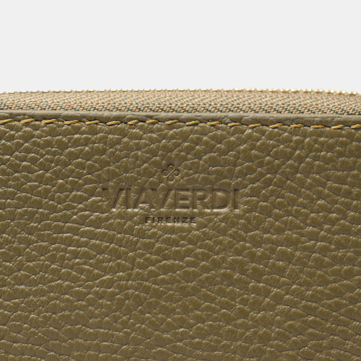 Portafoglio Donna Piccolo Zip Around in Pelle Verde VIAVERDI Made in Italy