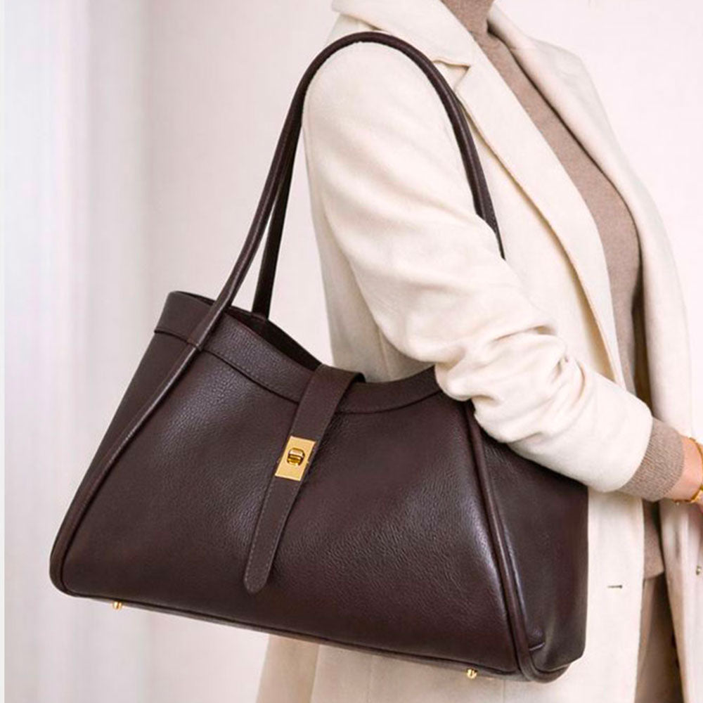 Borsa Donna a Spalla VIAVERDI in Pelle Testa di Moro Made in Italy linea Cortona