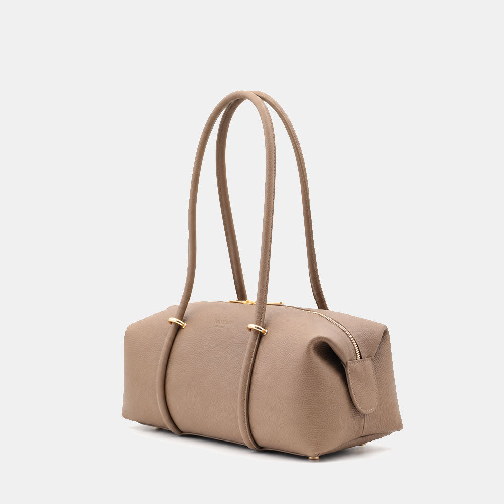 Borsa Donna a Spalla VIAVERDI in Pelle Taupe Scuro Made in Italy linea San Gimignano