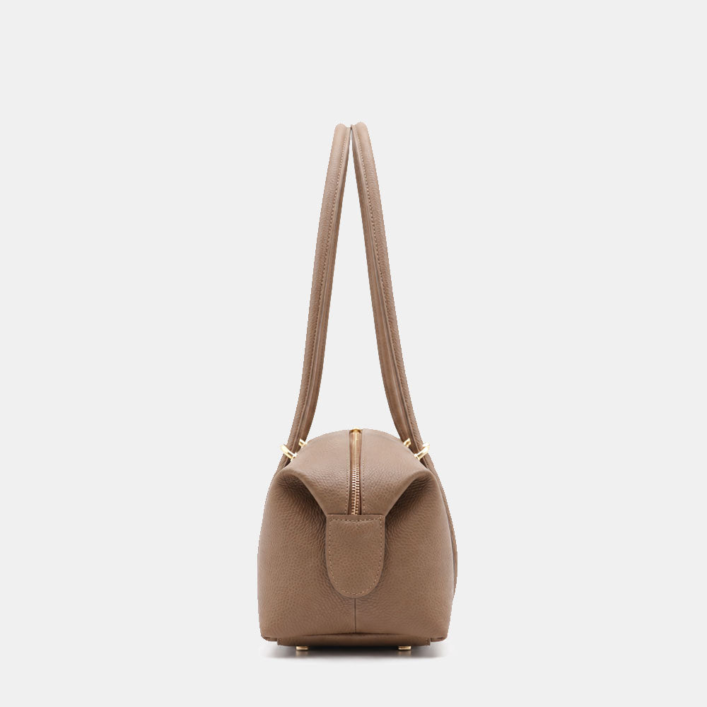 Borsa Donna a Spalla VIAVERDI in Pelle Taupe Scuro Made in Italy linea San Gimignano