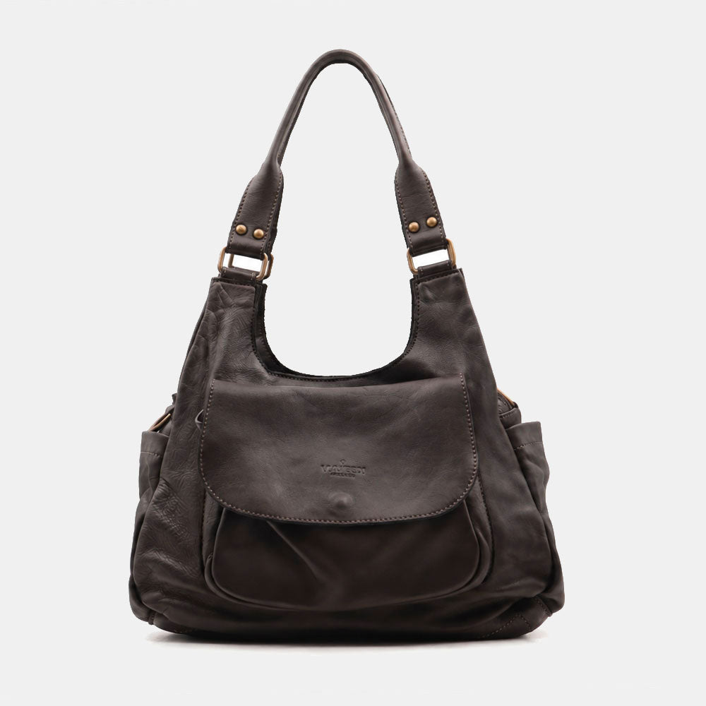 Borsa a Spalla VIAVERDI in Pelle Nera Made in Italy linea Tuscany