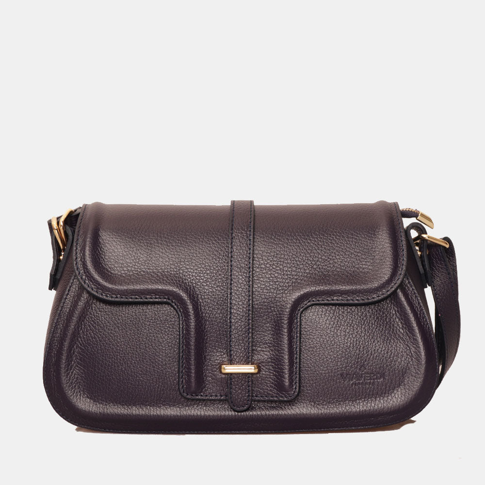 Lila Leder Umhängetasche VIAVERDI Made in Italy