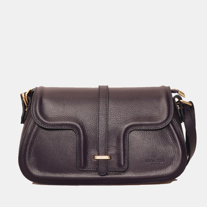 Lila Leder Umhängetasche VIAVERDI Made in Italy
