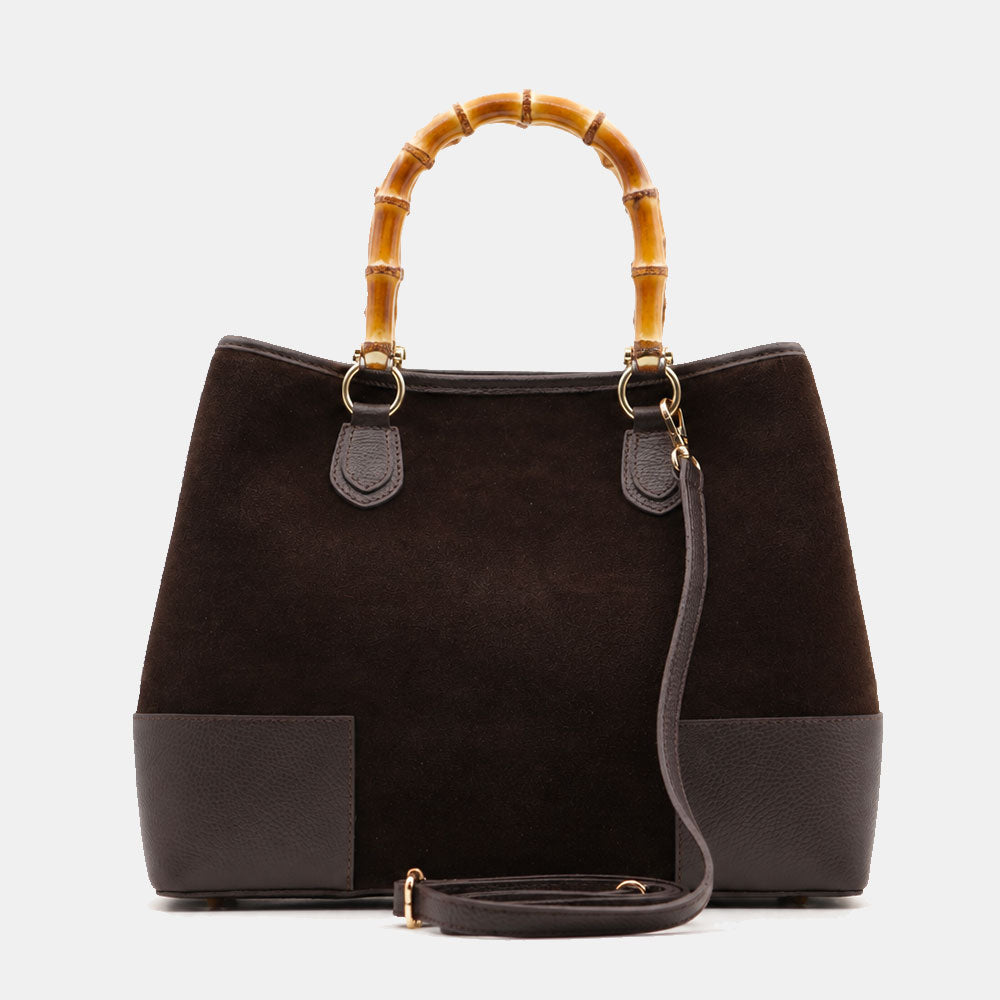 ViaVerdi Large Handbag in Suede and Dark Brown Leather Made in Italy – Line Volterra