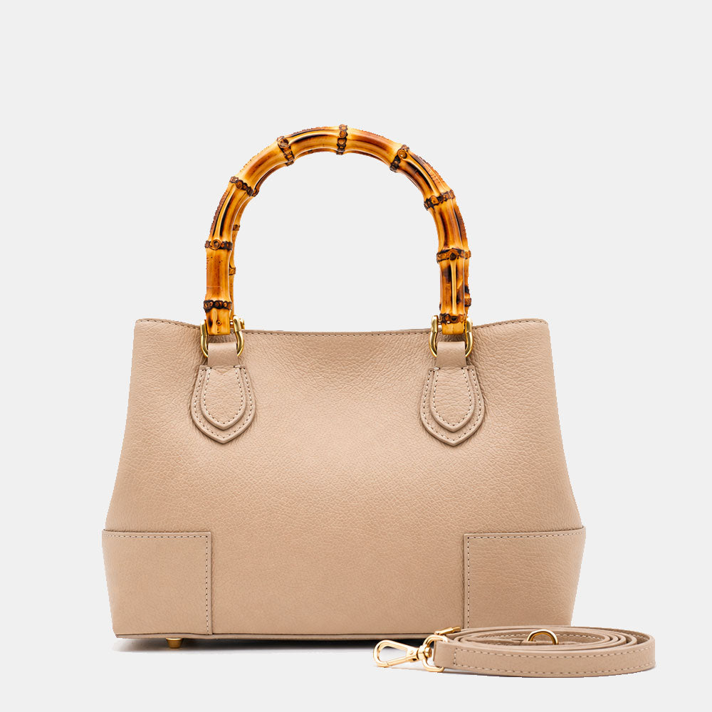 Borsa Piccola a Mano VIAVERDI in Pelle Beige Made in Italy linea Volterra