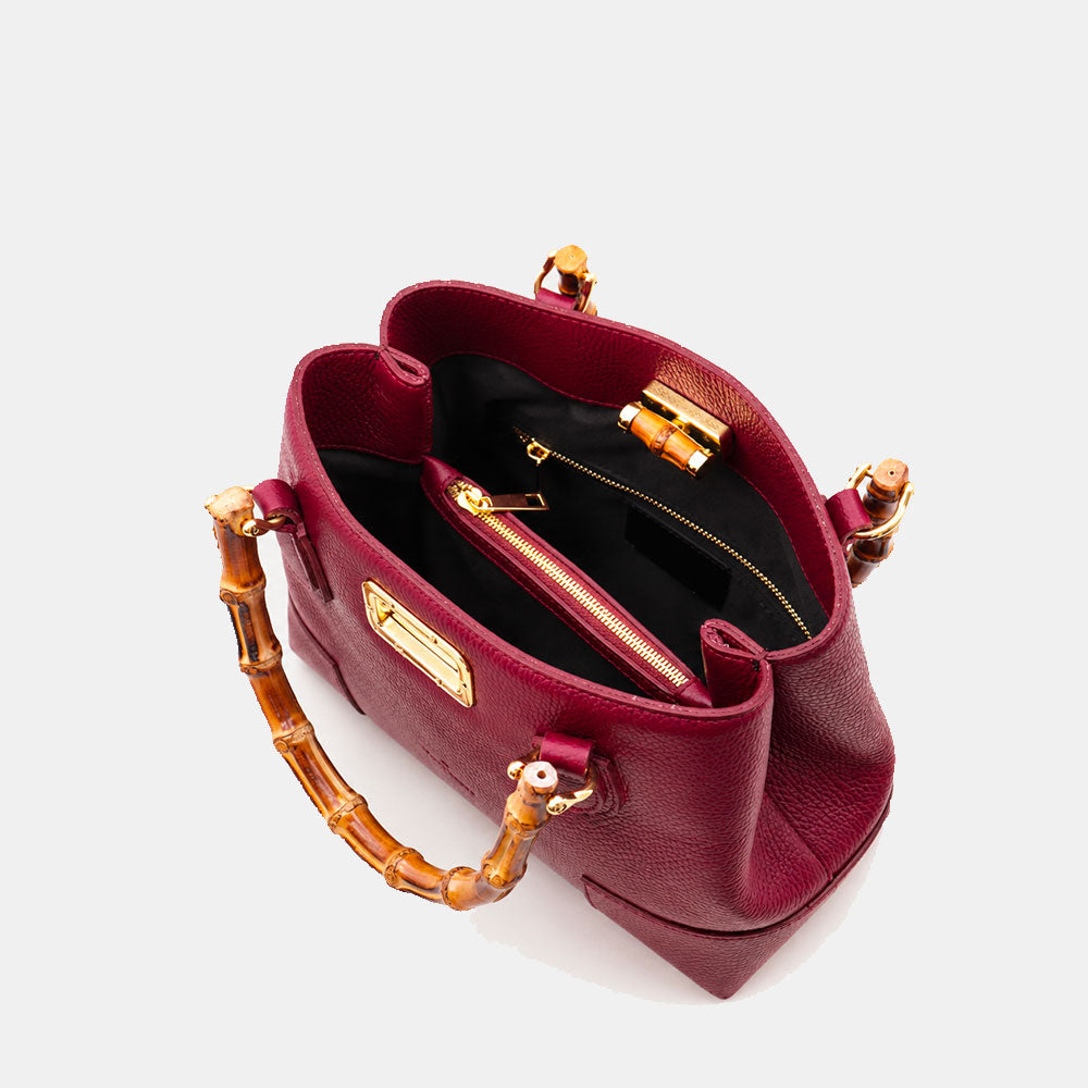 Borsa Piccola a Mano VIAVERDI in Pelle Bordeaux Made in Italy linea Volterra