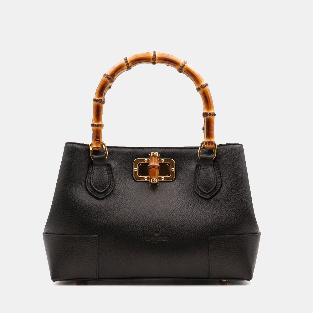 Borsa Piccola a Mano VIAVERDI in Pelle Nera Made in Italy linea Volterra