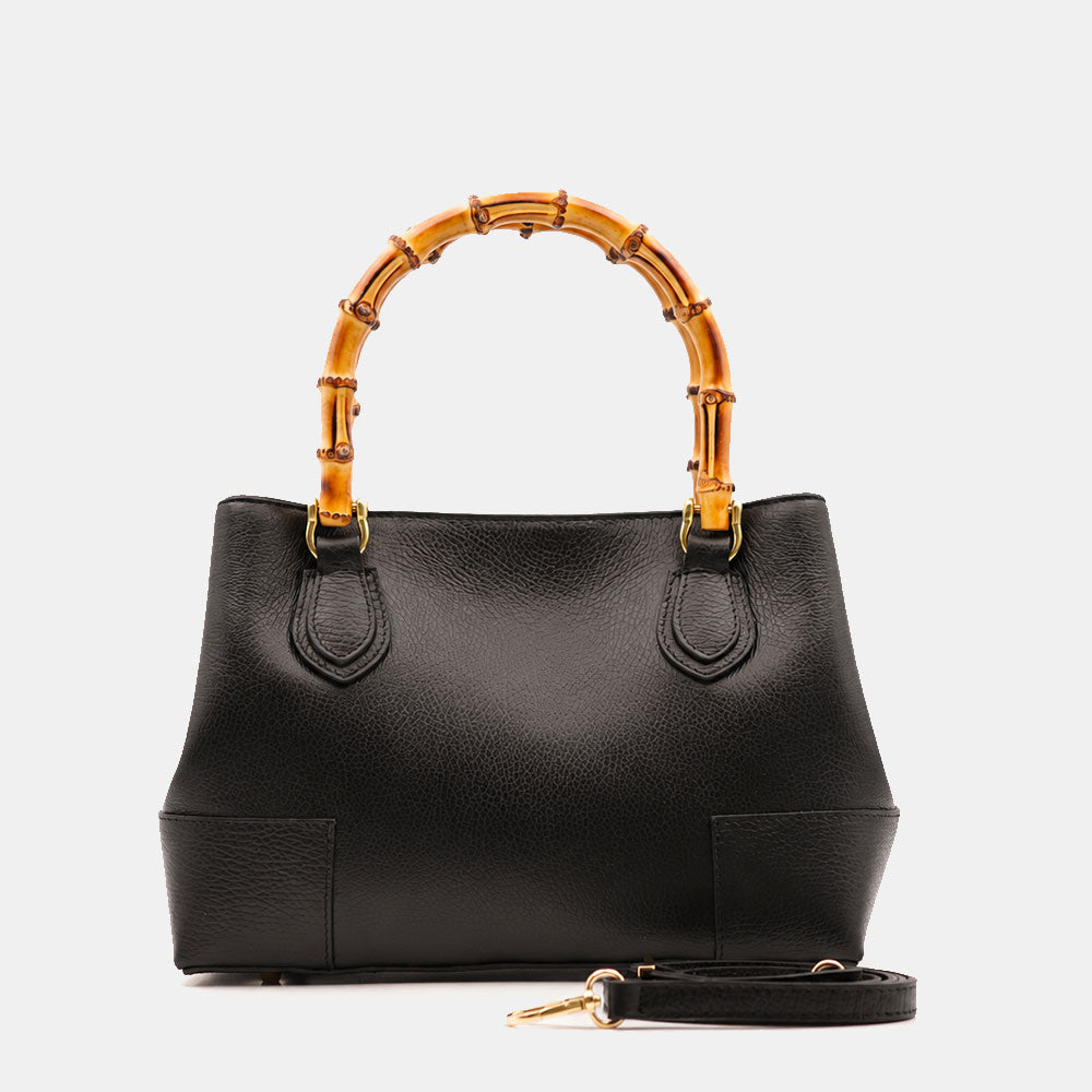 Borsa Piccola a Mano VIAVERDI in Pelle Nera Made in Italy linea Volterra