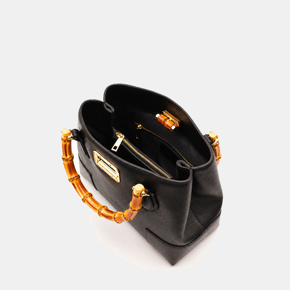 Borsa Piccola a Mano VIAVERDI in Pelle Nera Made in Italy linea Volterra