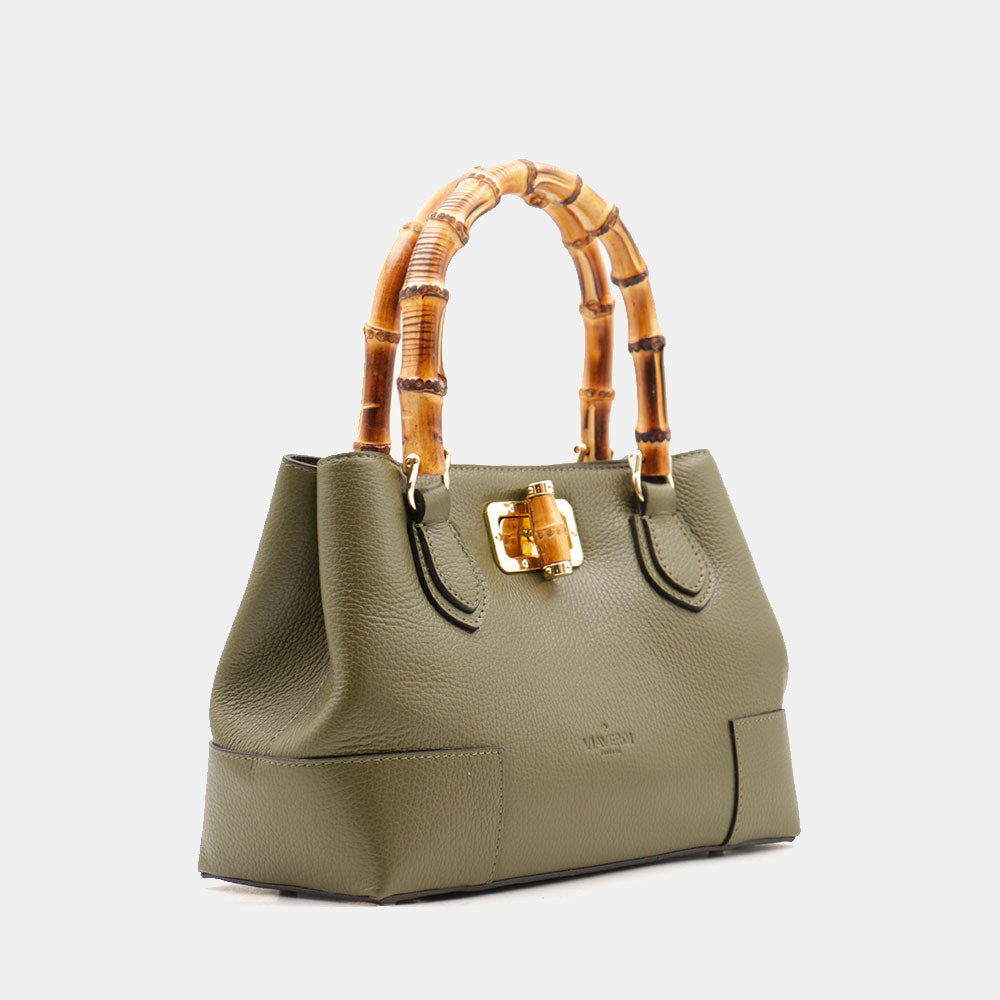Borsa Piccola a Mano VIAVERDI in Pelle Verde Made in Italy linea Volterra