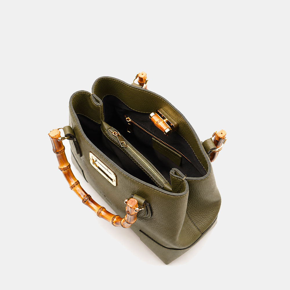 Borsa Piccola a Mano VIAVERDI in Pelle Verde Made in Italy linea Volterra
