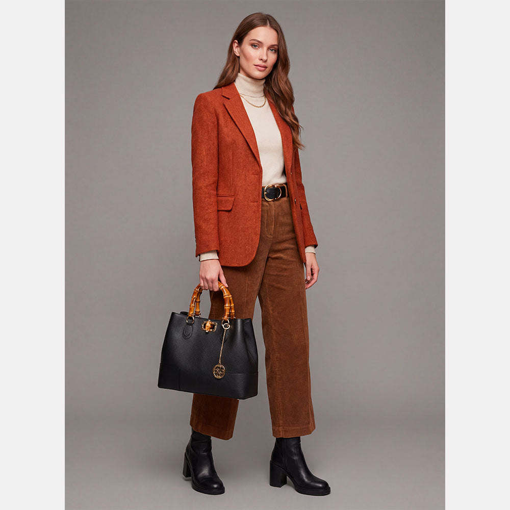 Große schwarze Ledertasche von VIAVERDI, hergestellt in Italien, Volterra-Linie