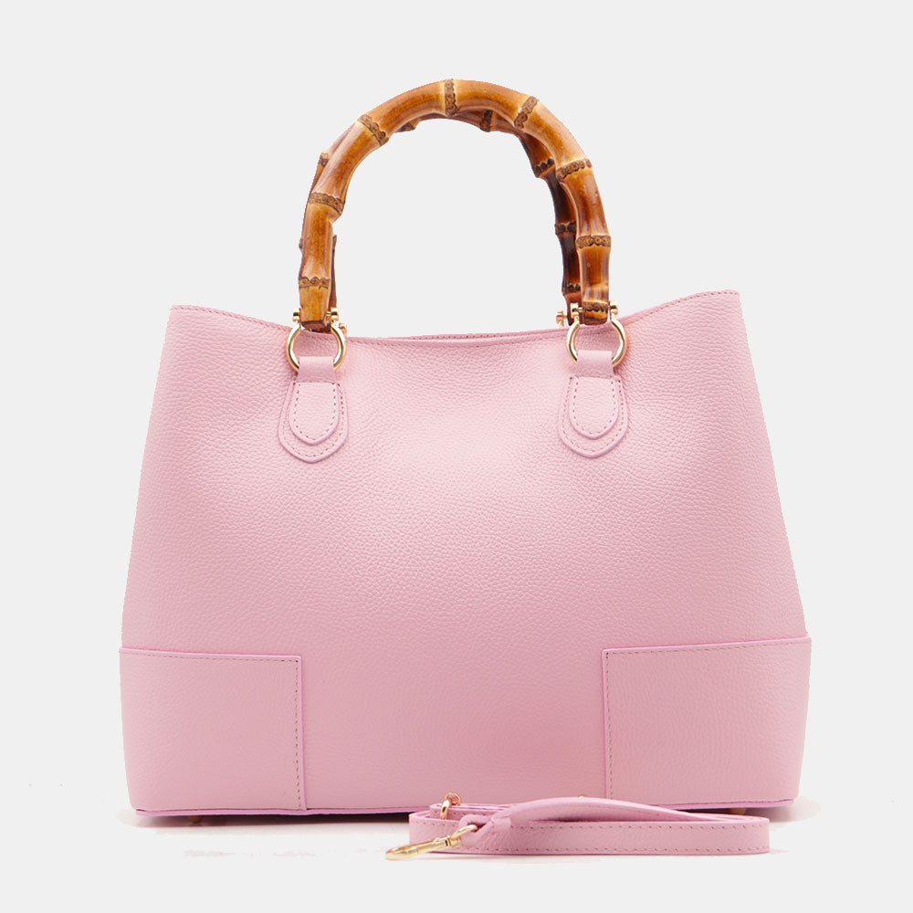 Borsa Grande a Mano VIAVERDI in Pelle Rosa Made in Italy linea Volterra