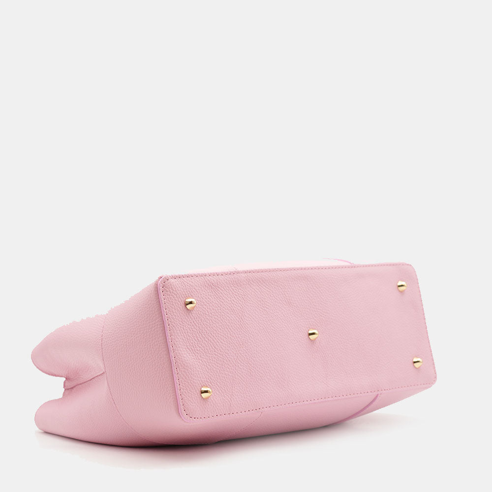 Borsa Grande a Mano VIAVERDI in Pelle Rosa Made in Italy linea Volterra