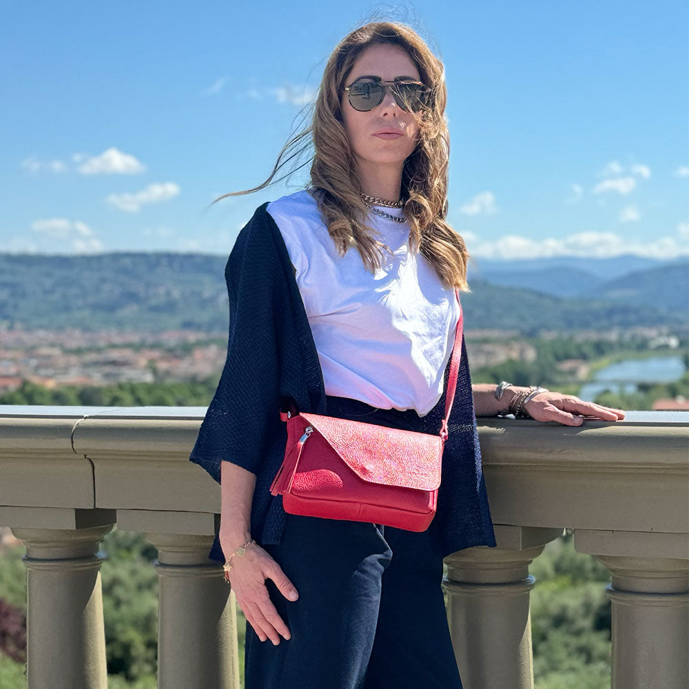 Borsa Piccola a Tracolla in Pelle color Cuoio VIAVERDI Made in Italy