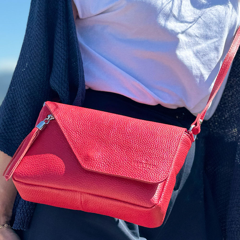 Borsa Piccola a Tracolla in Pelle Rossa VIAVERDI Made in Italy