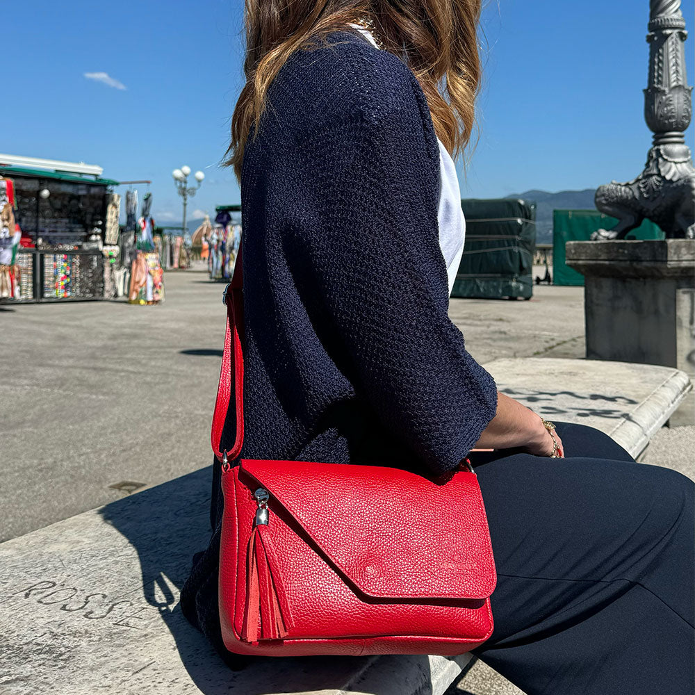 Borsa Piccola a Tracolla in Pelle Rossa VIAVERDI Made in Italy