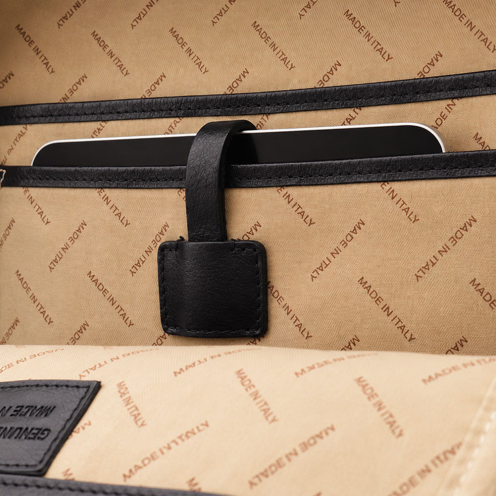 Backpack in Black Leather Made in Italy – Line Firenze