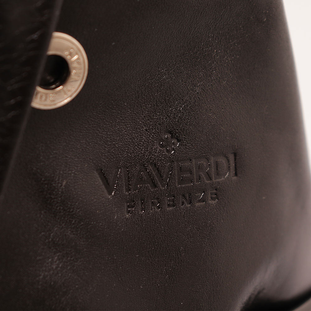 VIAVERDI Damen-Rucksack aus schwarzem Leder, Made in Italy, Linie Florence
