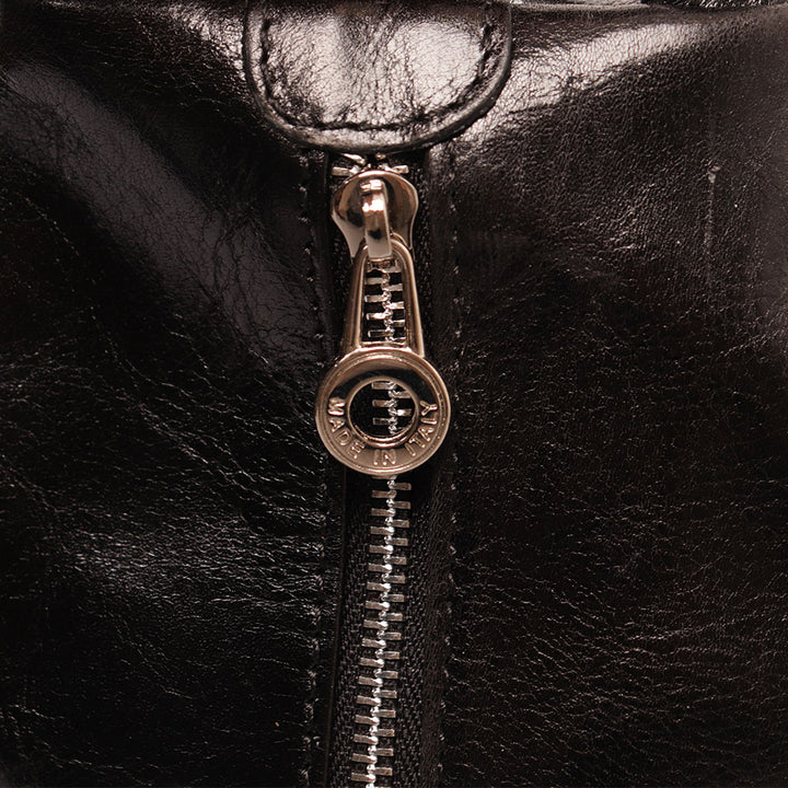 VIAVERDI Damen-Rucksack aus schwarzem Leder, Made in Italy, Linie Florence