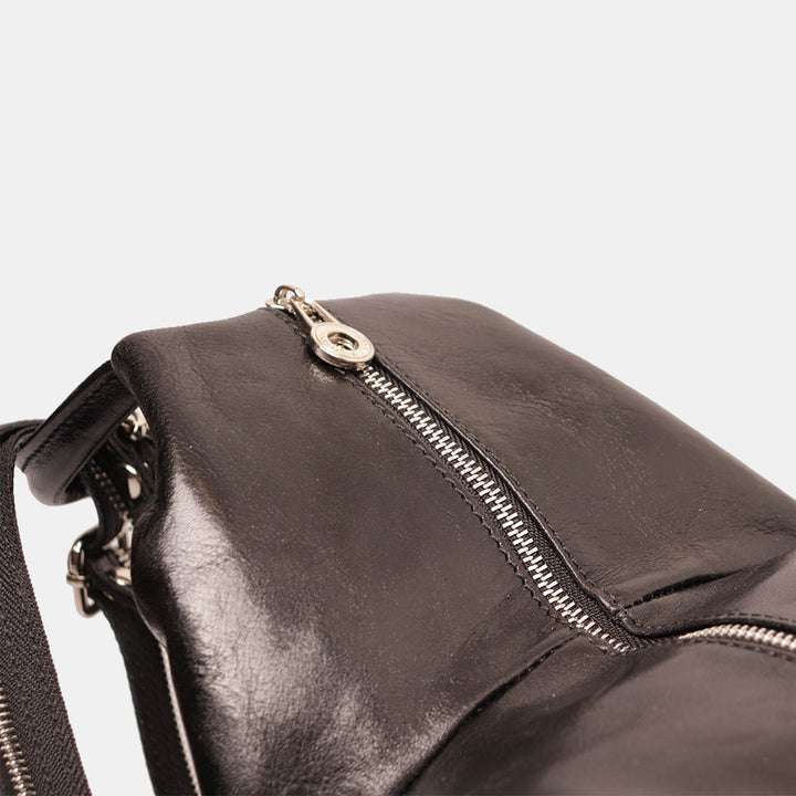 VIAVERDI Damen-Rucksack aus schwarzem Leder, Made in Italy, Linie Florence