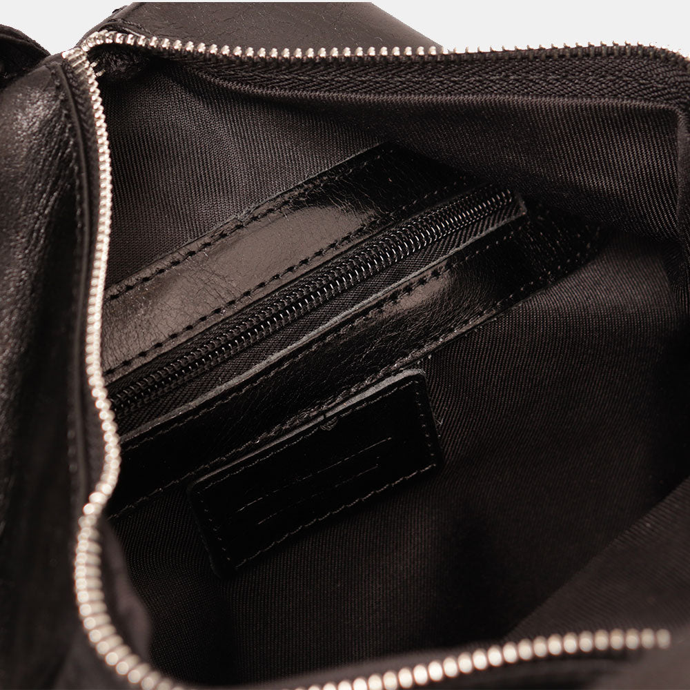 VIAVERDI Damen-Rucksack aus schwarzem Leder, Made in Italy, Linie Florence