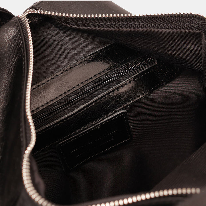 VIAVERDI Damen-Rucksack aus schwarzem Leder, Made in Italy, Linie Florence