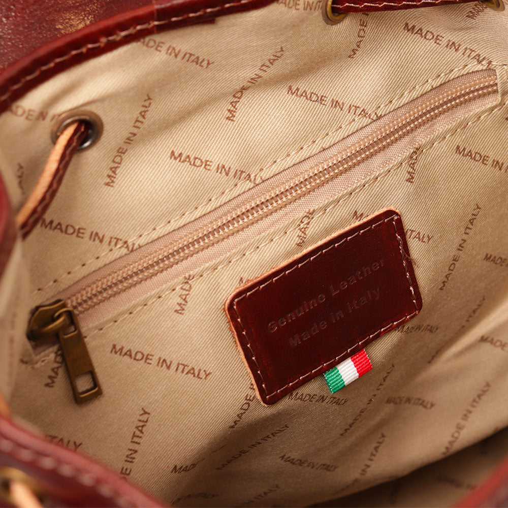 Zaino da Donna in Pelle Marrone VIAVERDI Made in Italy linea Firenze