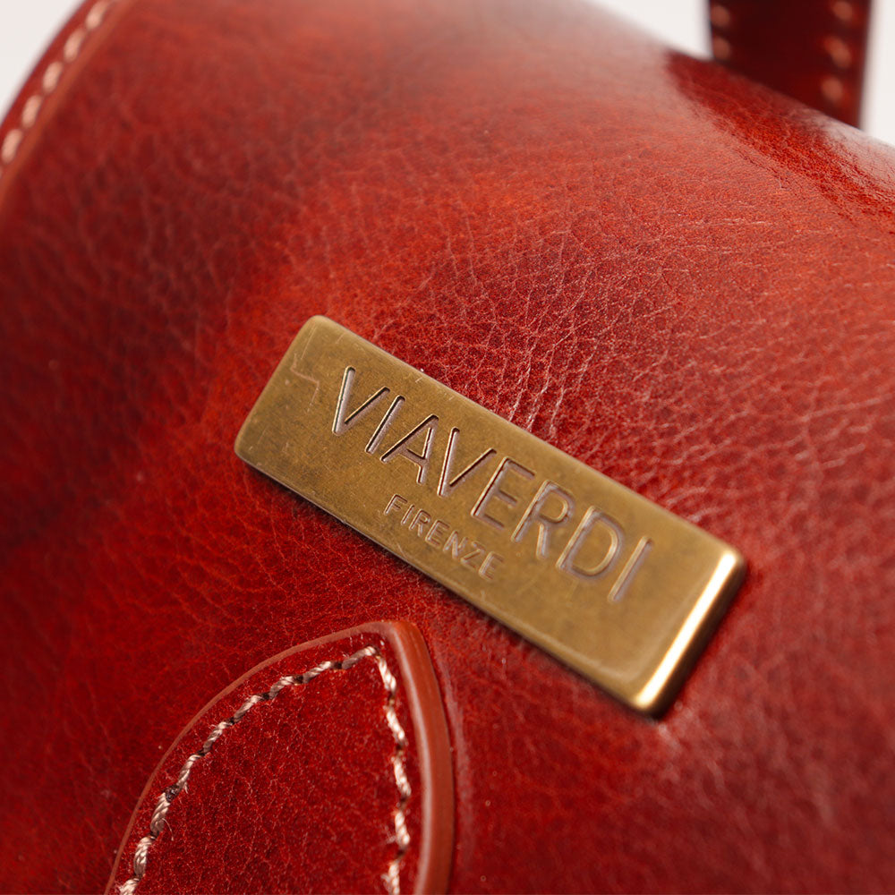 VIAVERDI Women's Brown Leather Backpack Made in Italy, Florence Line