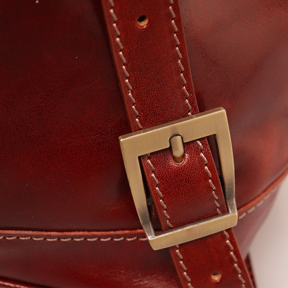 VIAVERDI Women's Brown Leather Backpack Made in Italy, Florence Line