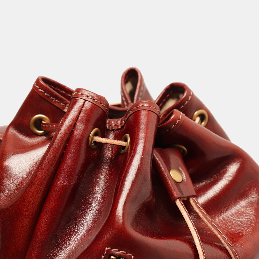 VIAVERDI Women's Brown Leather Backpack Made in Italy, Florence Line