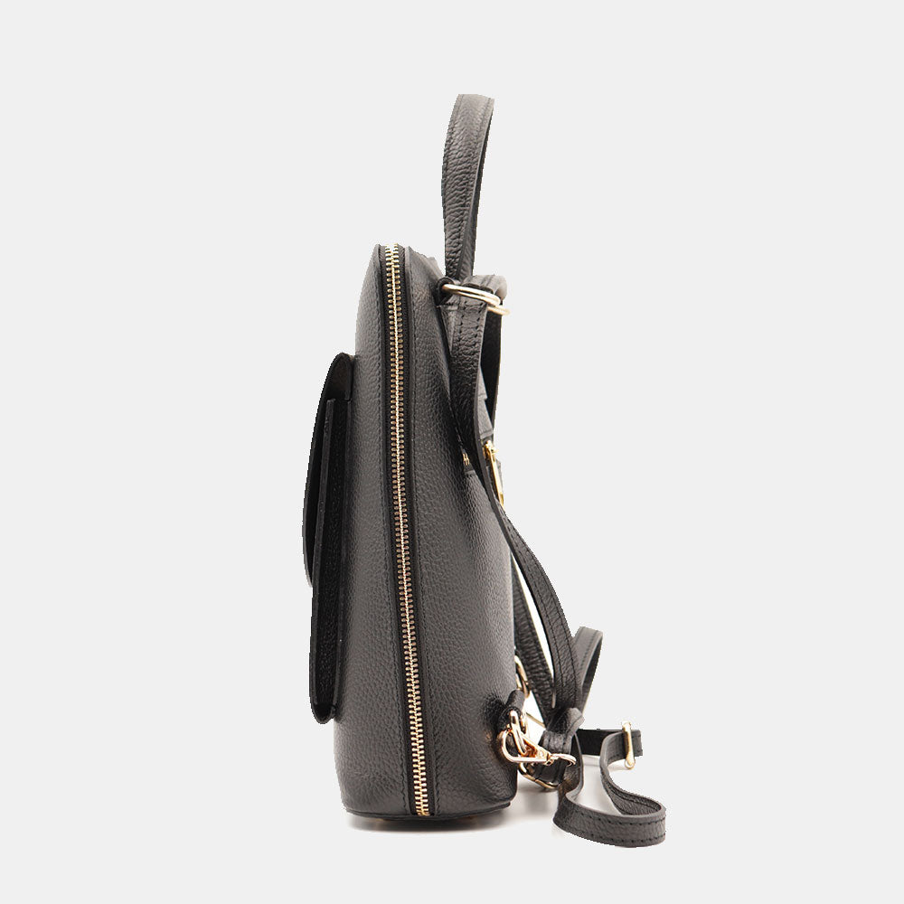 Damen-Lederrucksack VIAVERDI in Schwarz Made in Italy Linie San Gimignano