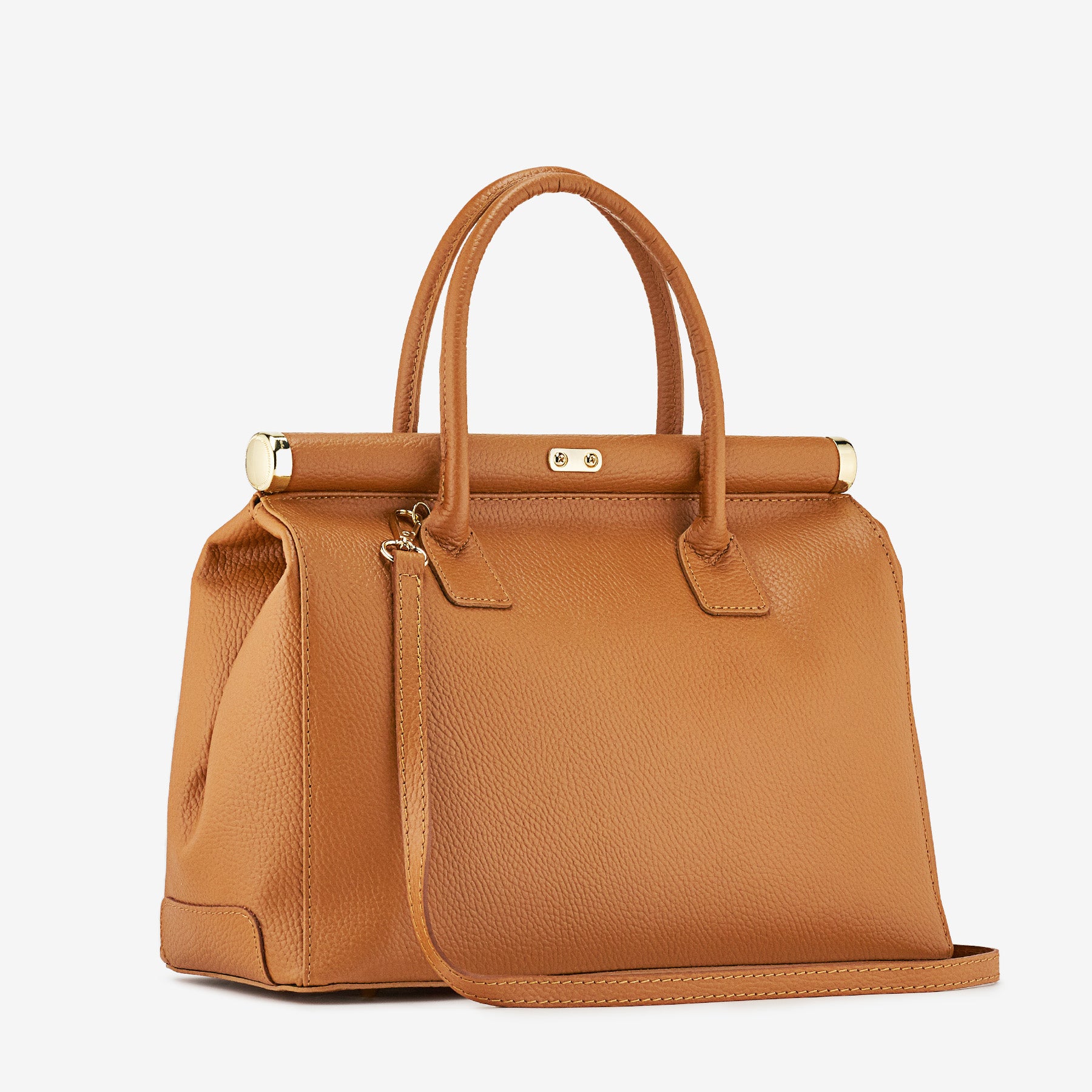 Borsa a Mano con Tracolla VIAVERDI in Pelle Marrone Made in Italy