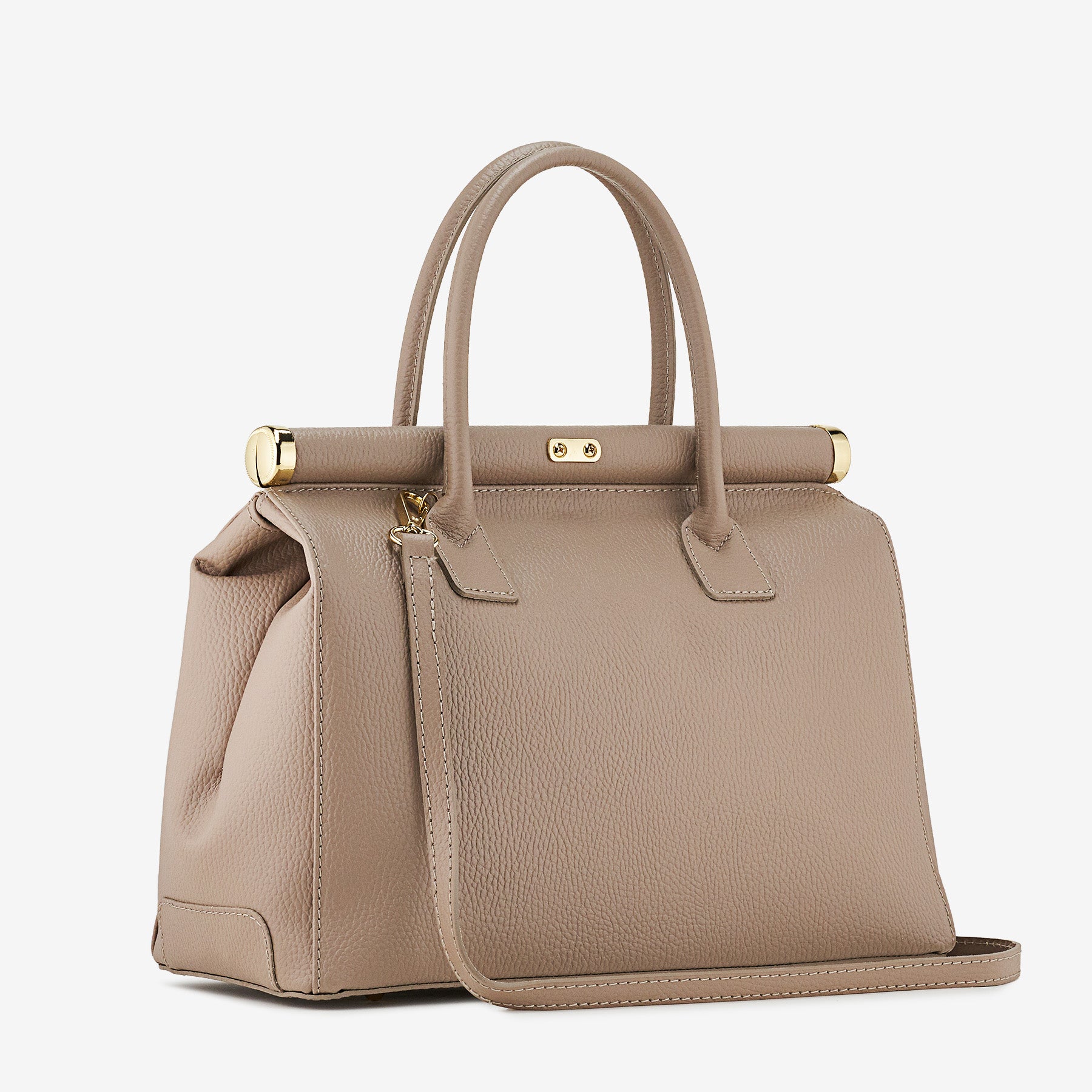 Borsa a Mano con Tracolla VIAVERDI in Pelle Fango Made in Italy