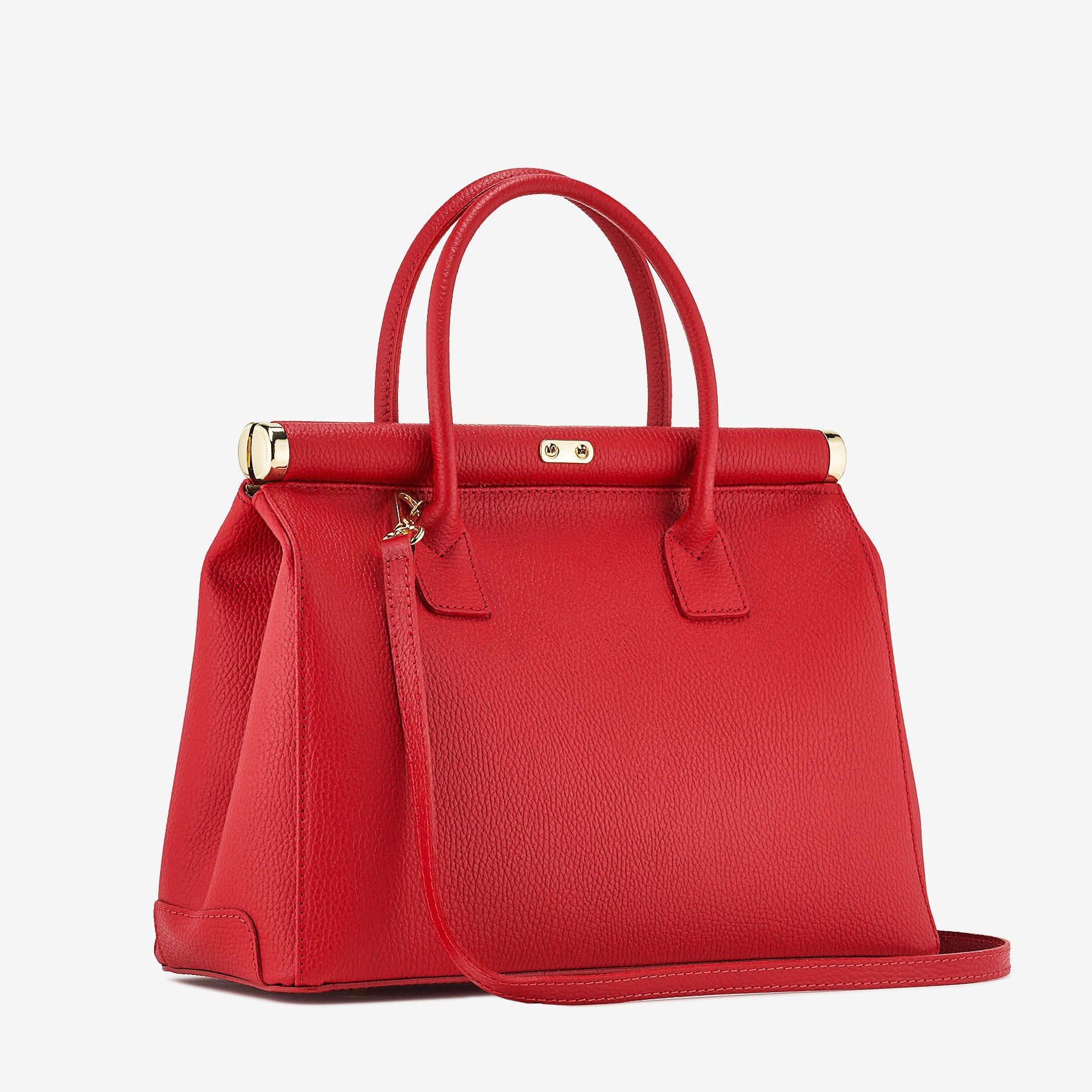 Borsa a Mano con Tracolla VIAVERDI in Pelle Rossa Made in Italy