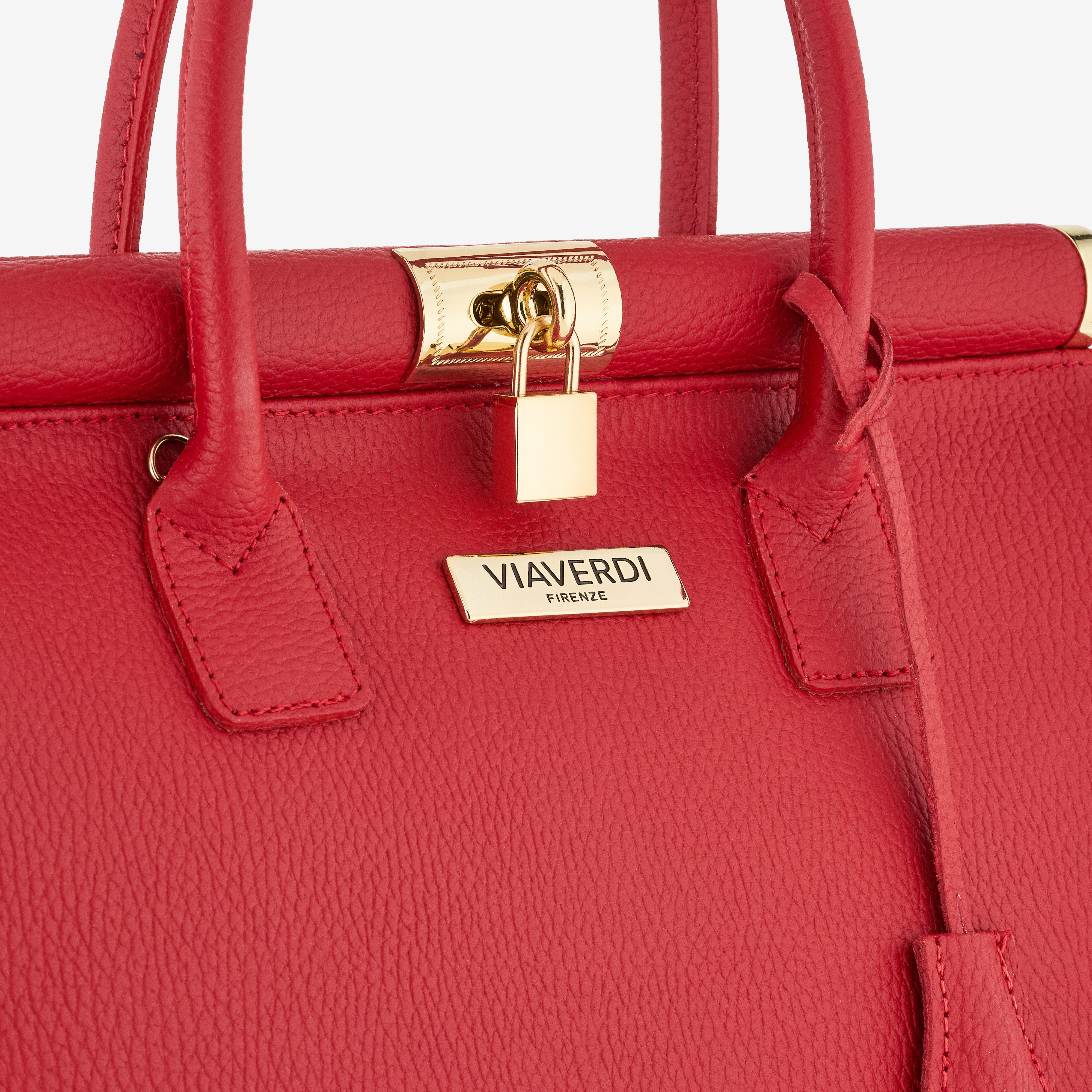 Borsa a Mano con Tracolla VIAVERDI in Pelle Rossa Made in Italy