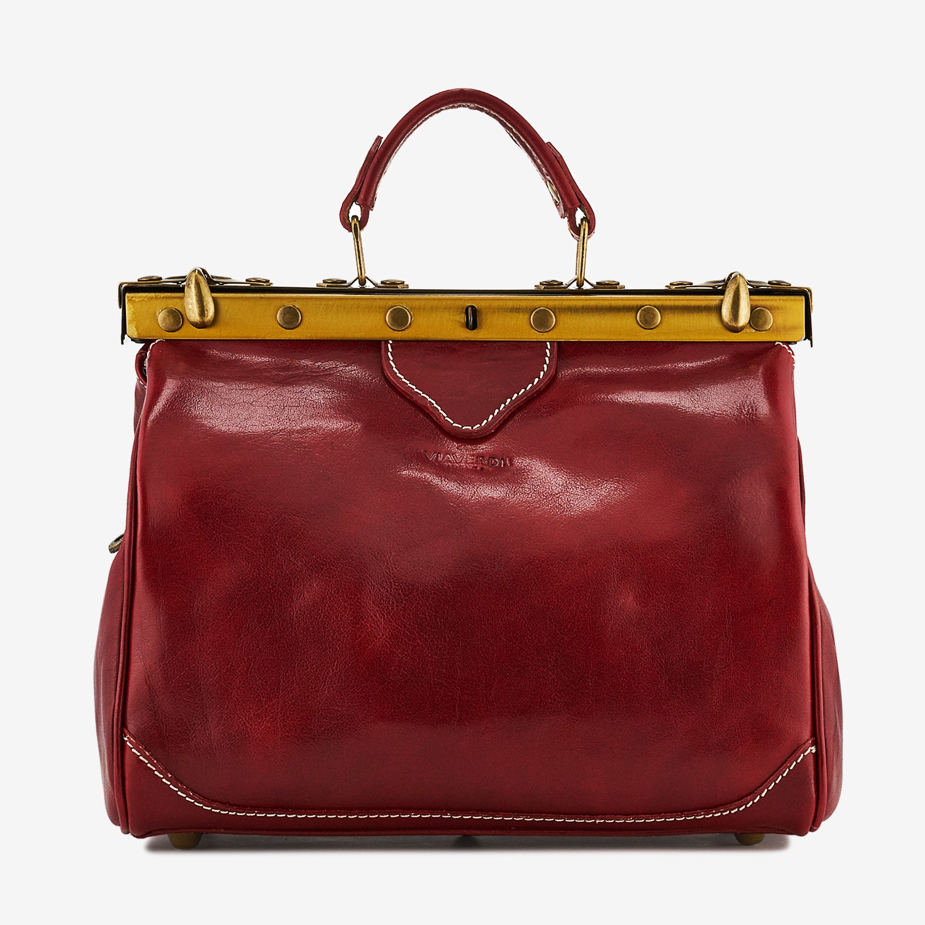 Borsa Medico Media in Pelle Rossa VIAVERDI Made in Italy