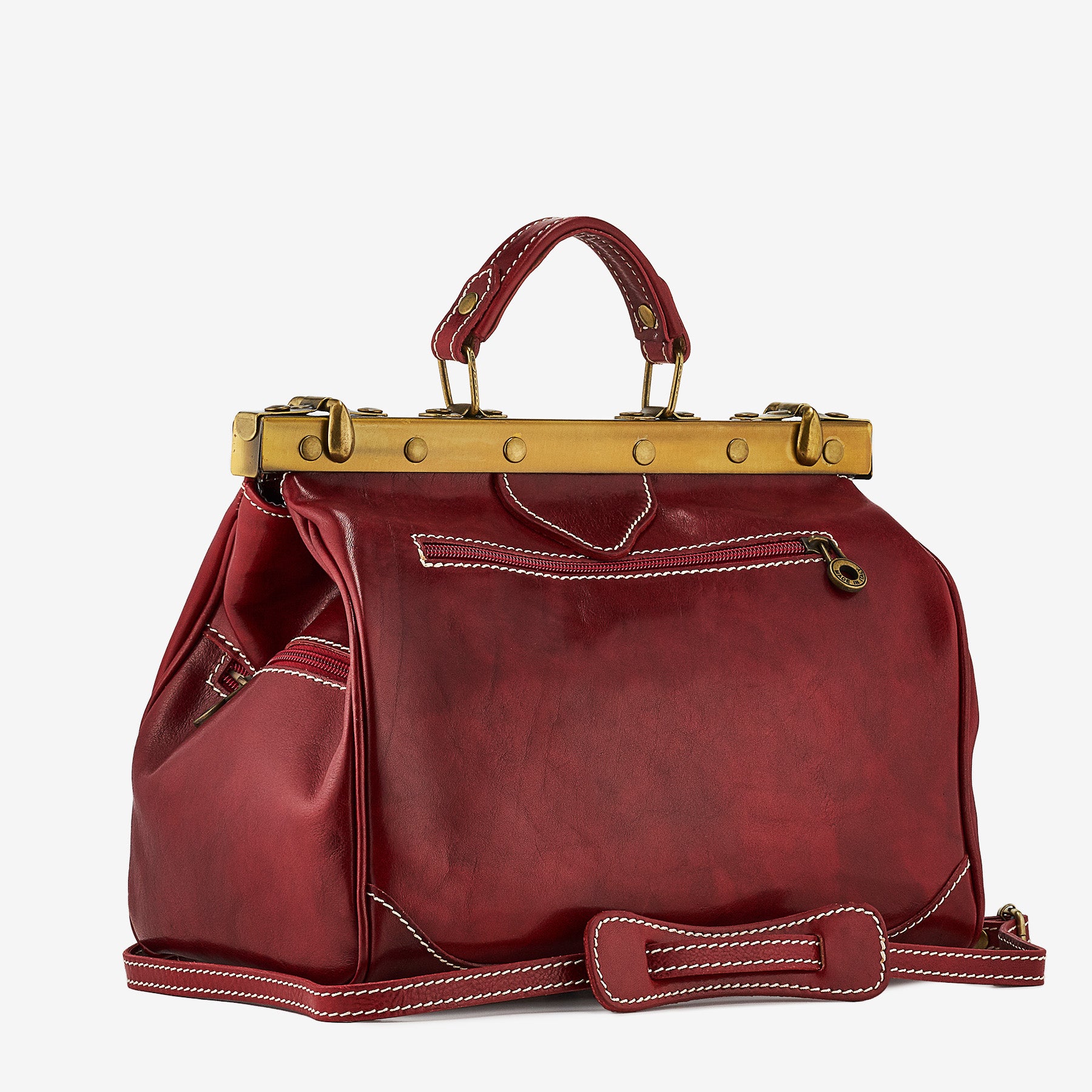 Borsa Medico Media in Pelle Rossa VIAVERDI Made in Italy
