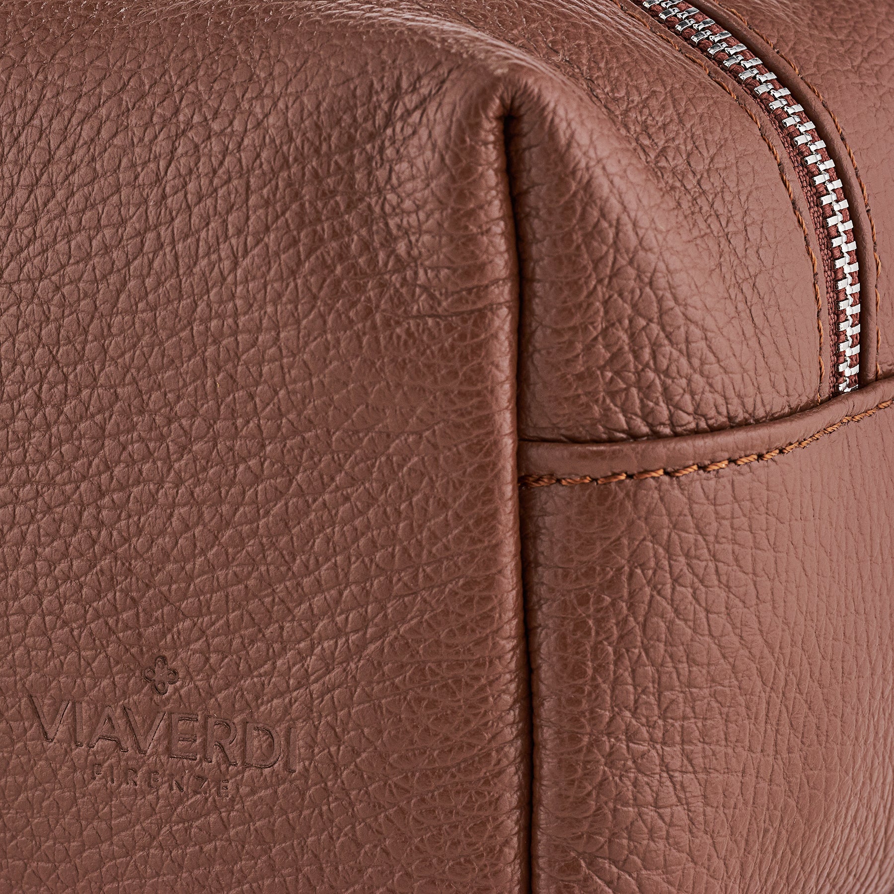 Beauty Case in Pelle Marrone VIAVERDI Made in Italy