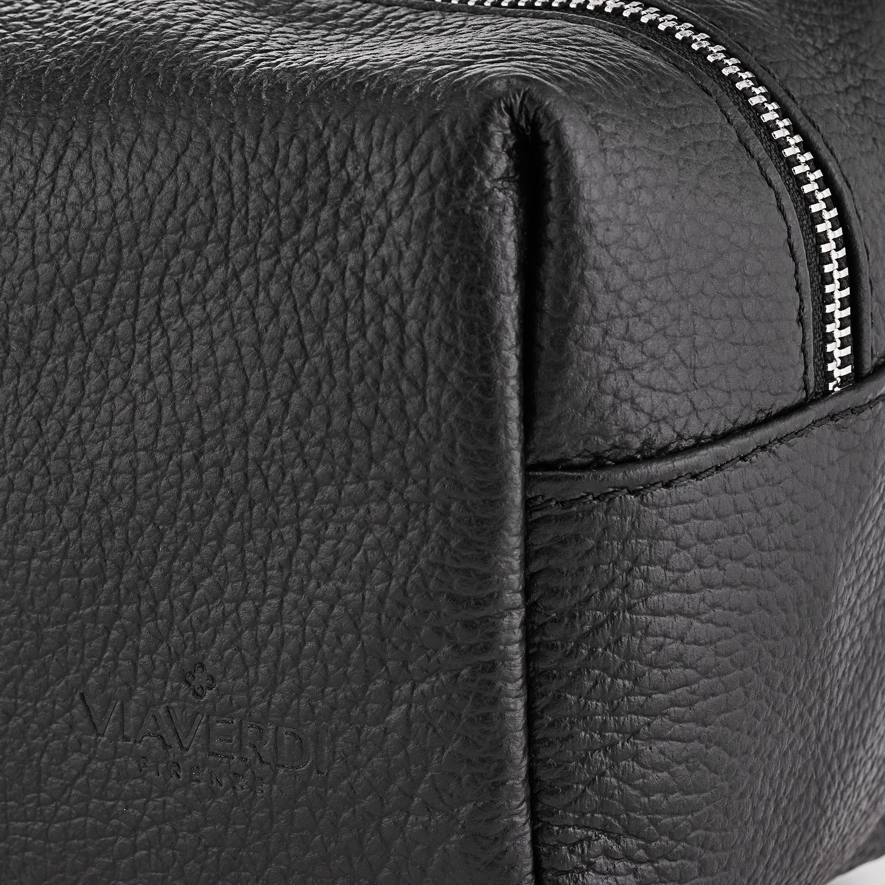 Beauty Case in Pelle Nero VIAVERDI Made in Italy