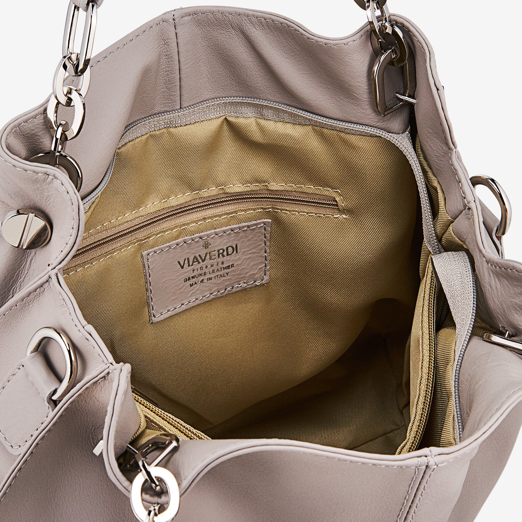 Bolso de Hobo de Piel Negra VIAVERDI Made in Italy