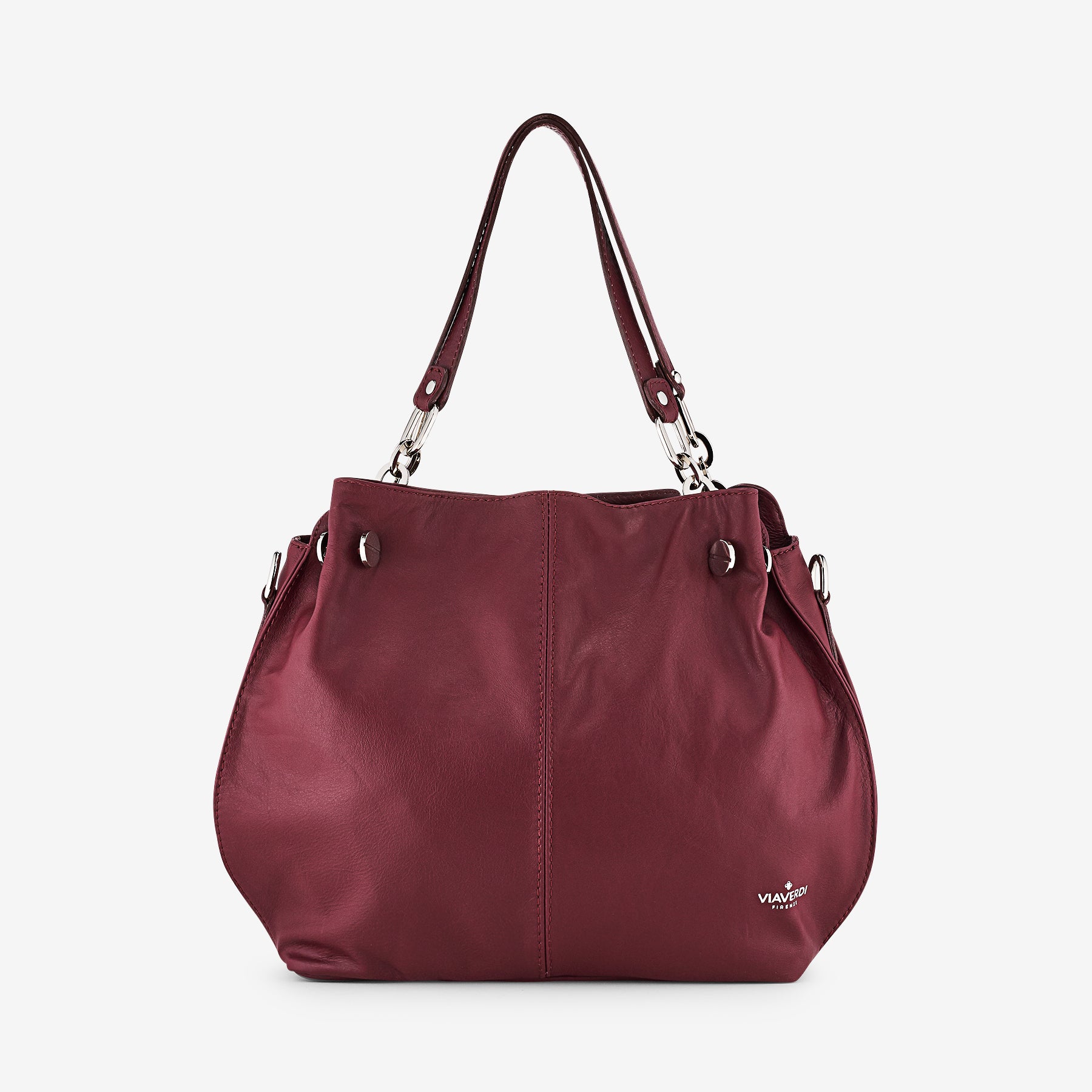 Borsa a Spalla in Pelle Bordeaux VIAVERDI Made in Italy