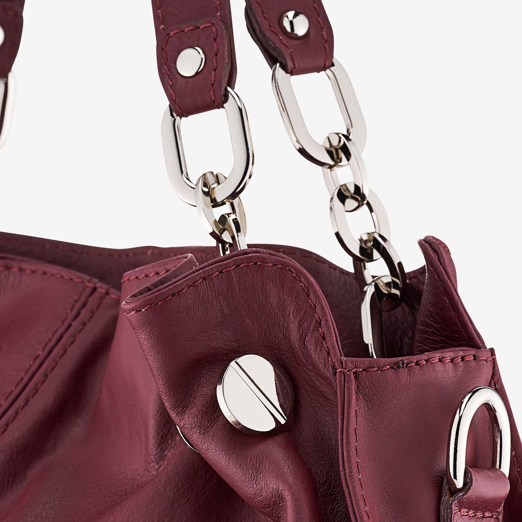 Borsa a Spalla in Pelle Bordeaux VIAVERDI Made in Italy