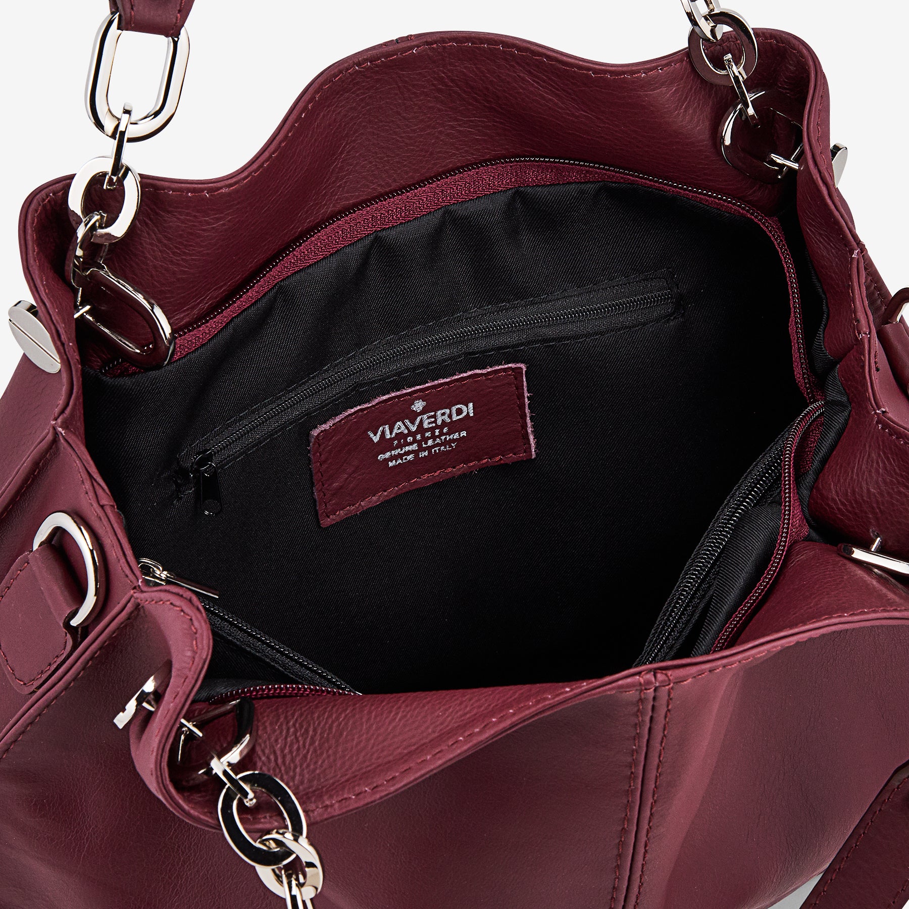 Borsa a Spalla in Pelle Bordeaux VIAVERDI Made in Italy