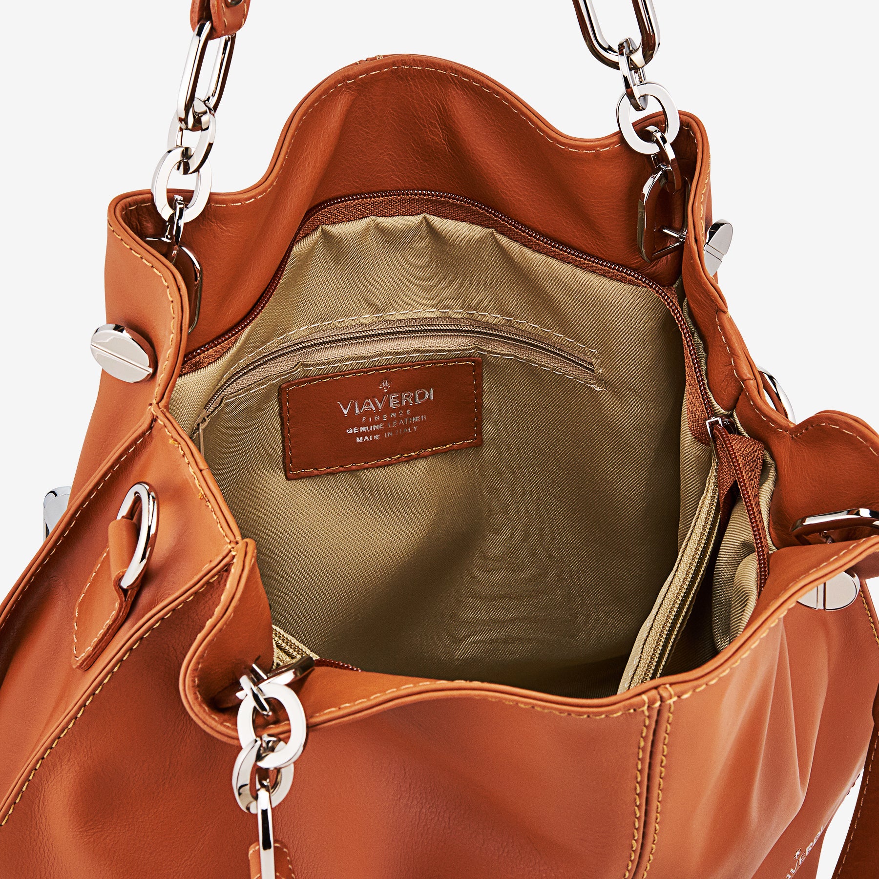 Bolso de Hobo de Piel Negra VIAVERDI Made in Italy